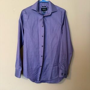 Purple Kenneth Cole Awearness Button Down 14 1/2 32-33 slim fit non iron